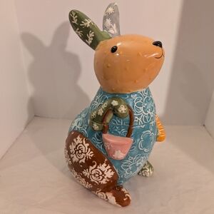 Cracker Barrel Easter Colorful Bunny/Rabbit Cookie Jar - 12.5 inches Tall